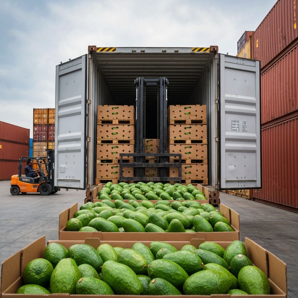 Exportación de aguacates en contenedor